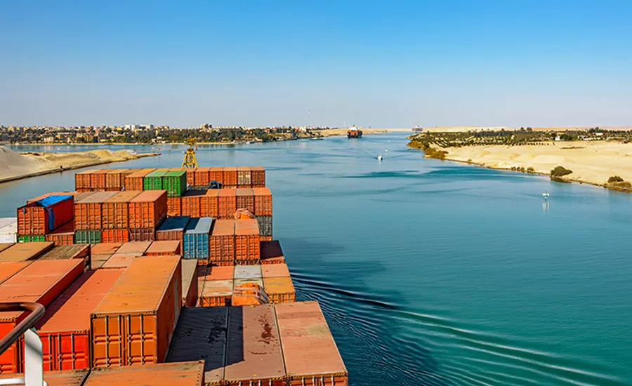 shipping containers on an ocean liner